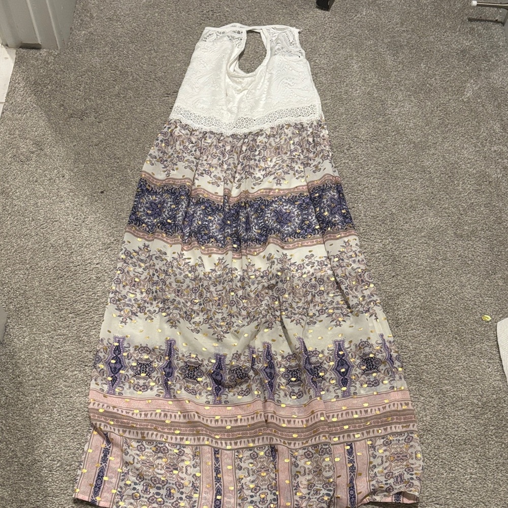 Iz Byer White and Purple Kids Formal Dress